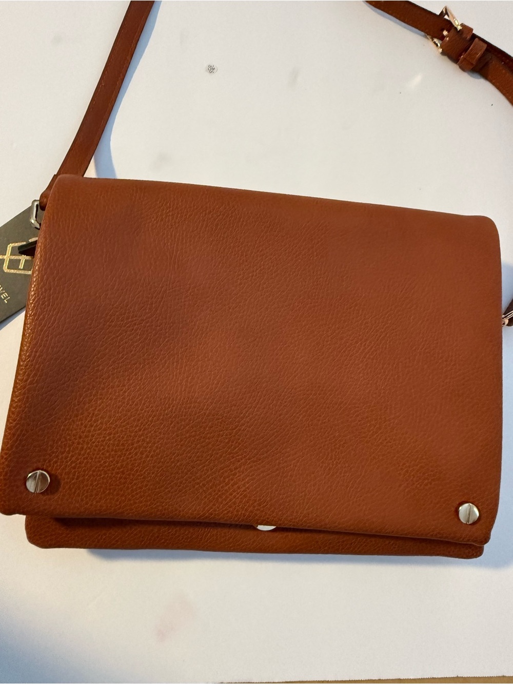 STREET-LEVEL brand, Leather Crossbody Bag in Cognac Brown NWT